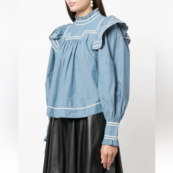 Ulla Johnson Mock Neck Long Sleeve Crop Top - Picture 6 of 10